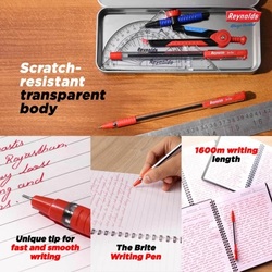 Reynolds Brite Ball Pen - 0.7mm - Red - Set of 5